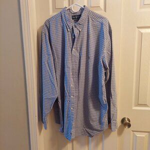 Ralph Lauren Shirt Mens 3XLT Blue Check Plaid Button Up Classic Fit Cotton Pony
